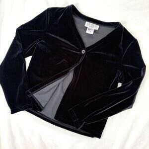 VTG 90s Y2K Black Velvet Cardigan EUC Sz L | Whimsigoth Fairy Witchy Magic